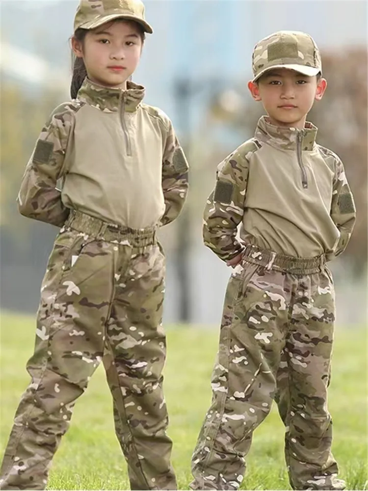 Chłopcy taktyczne mundury zestawy odzieży myśliwskiej dzieci Airsoft garnitury kamuflażowe szkolenie turystyczne Outdoor rodzic-dziecko