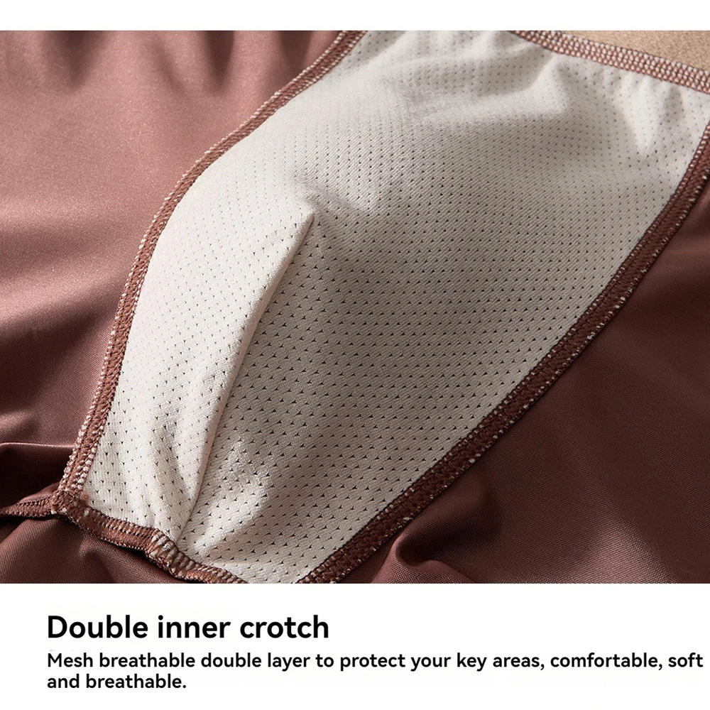 3PCS/Pack Luxury Satin-like Ice Silk Men's Panties Hygroscopic Breathable Double-layer Silk Crotch Boxer High Elastic Underpants