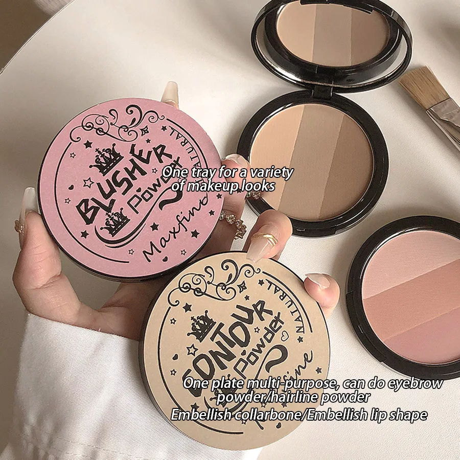 Driekleurig Blush-Palet Delicaat, Langdurig, Waterdicht, Niet-Vervagende Oogschaduw Blush-Integratieblad