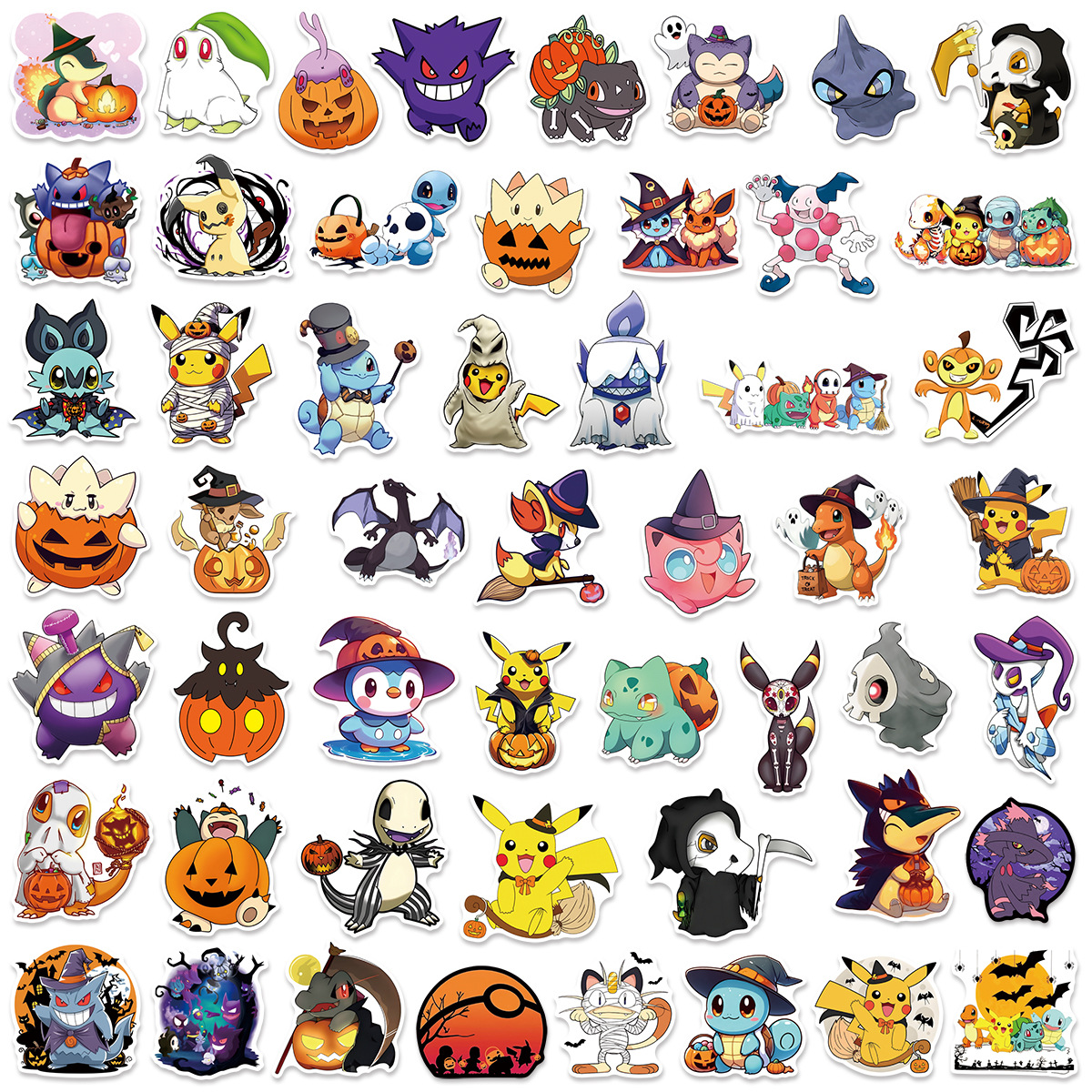 50PCS Halloween Pokemon Graffiti Aufkleber Telefon Tabletten Koffer Party Notebooks Schreibwaren Dekor Wasserdichte Aufkleber