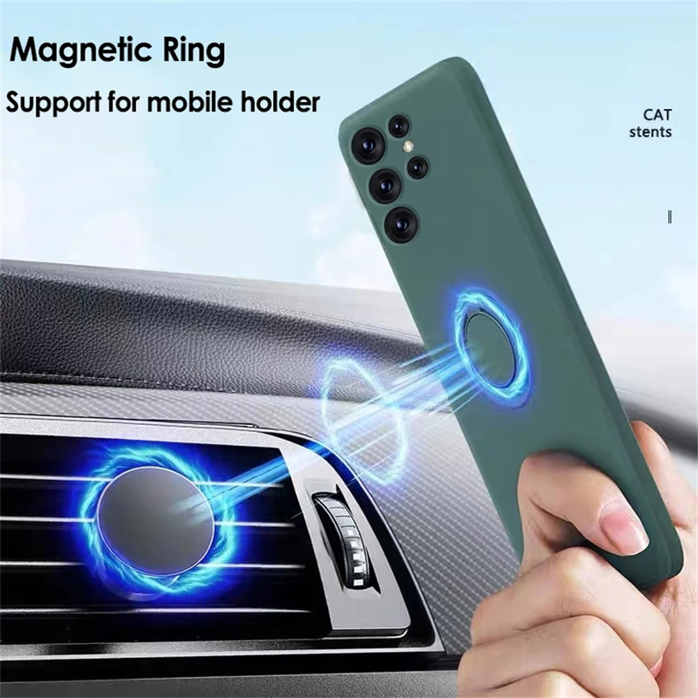 Magnetische Halterhülle für Samsung Galaxy S24 S23 S22 S21 Ultra Plus S20 FE Note 20 A54 A53 A52 A13 A14 A34 Flüssigsilikonhülle