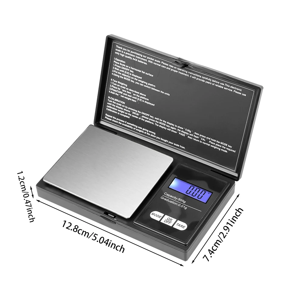 Mini báscula de joyería, báscula electrónica de bolsillo Digital de acero inoxidable de 0,01g, balanza de gramos de oro, báscula de cocina portátil, herramienta de pesaje