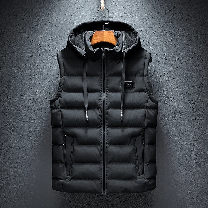 2024 neue Mit Kapuze Casual Weste Jacke für Männer Herbst Winter Warm Ärmel Mode Komfortable Zipper Weste Plus Größe M-6XL