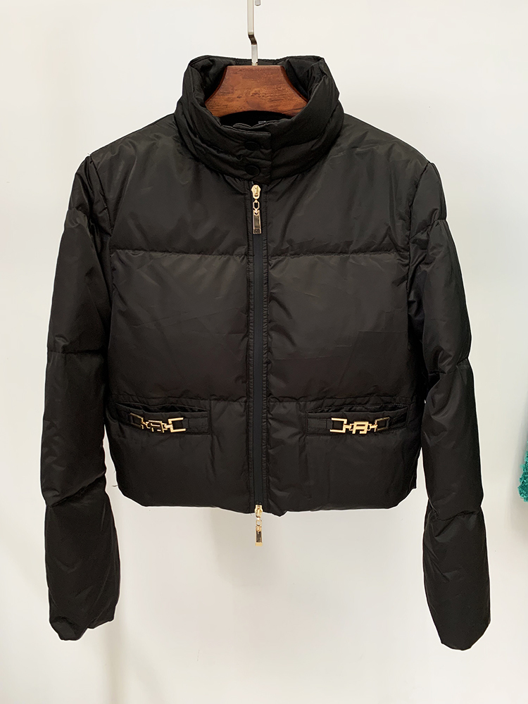 HIGH STREET Newest 2024 F/W Designer Coat Women's Slim Fitting White Duck Trimed Down Jacket