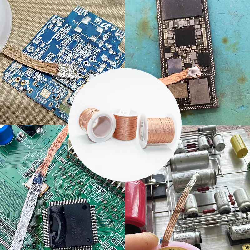 15/8M Copper Welding Desoldering Wire Braid Soldering Mesh Welding Low Residue No-Clean Solder WickTin Remover Tool Flux BGA PCB