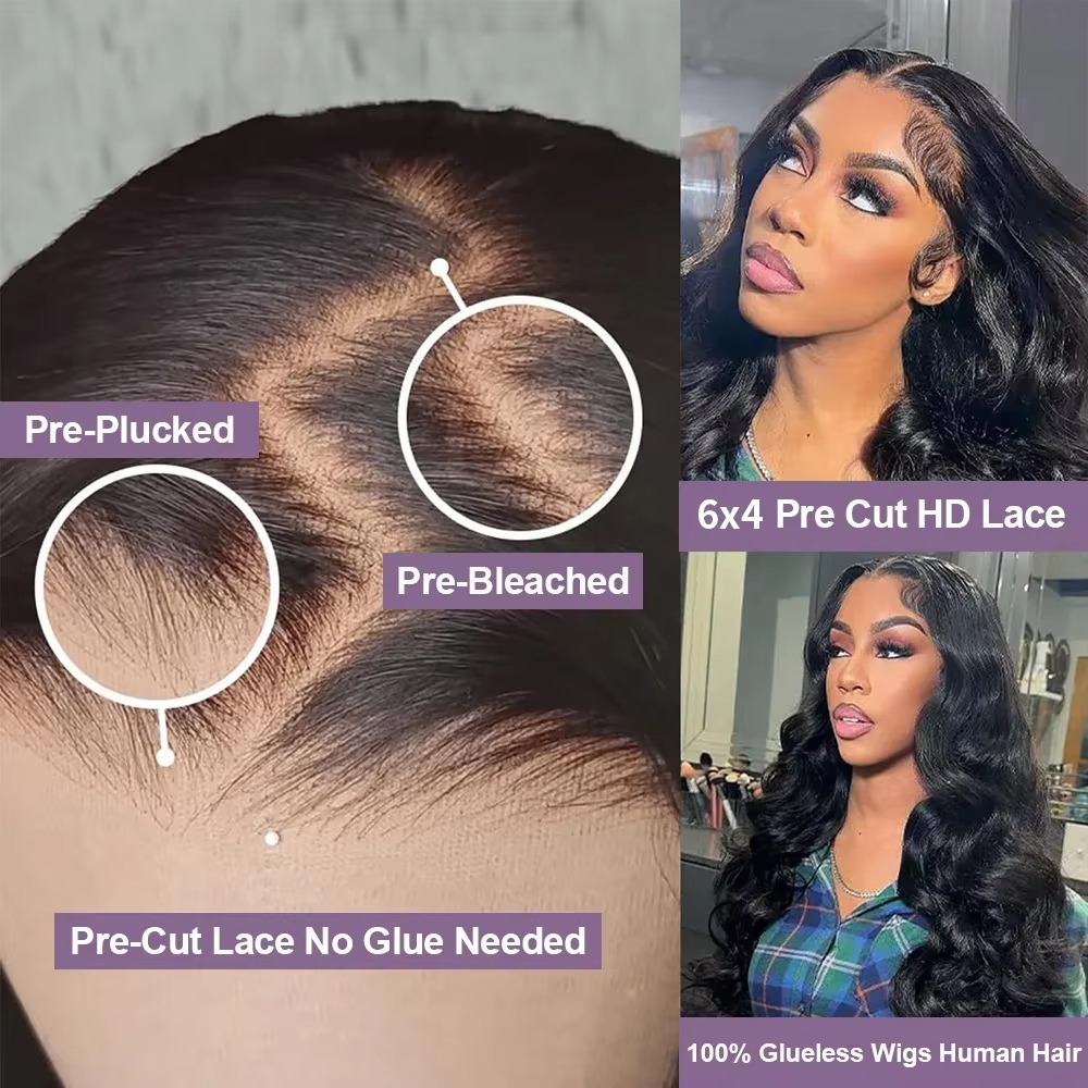 Glueless Wig Human Hair Wig Hd Lace Wigs Body Wave Frontal Wig Pre-Cut Lace Wear And Go 200% Density Flash Sale