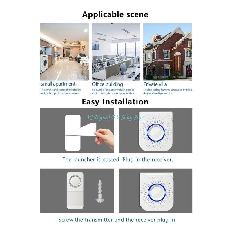E74D Wireless Waterspert Doorbell 200m Home Door Intelligent Universal