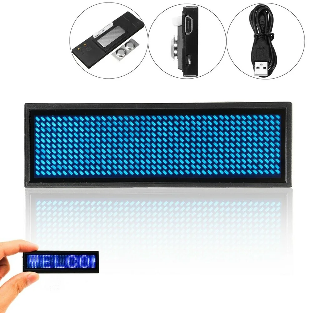 LED Name Tag Mini Digital DIY Programmable Rechargeable Scrolling Message Tag Badge Sign Support 15 Languages For Festival Event
