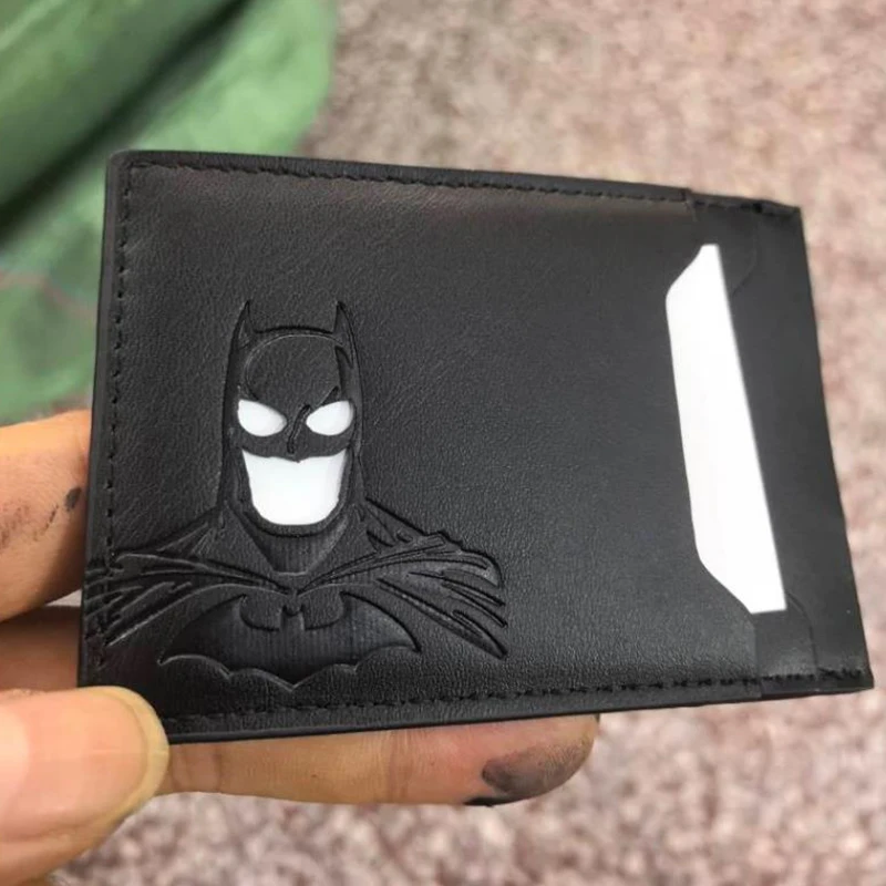 Portafoglio in pelle con pipistrello Porta carte personalizzato con maschera da supereroe ID pipistrello Portafoglio eroico regalo