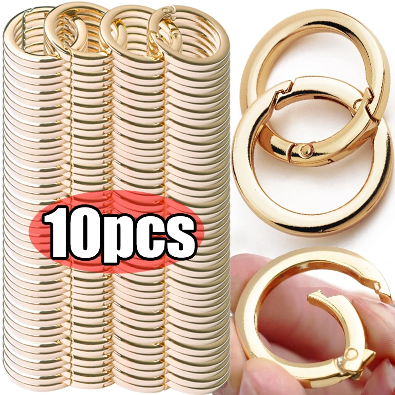 2-10Pcs/lot Spring Gate O Ring Openable Keyring Key Leather Bag Handbag Belt Strap Pendant Buckle Snap Clasp Clip Trigger Hook