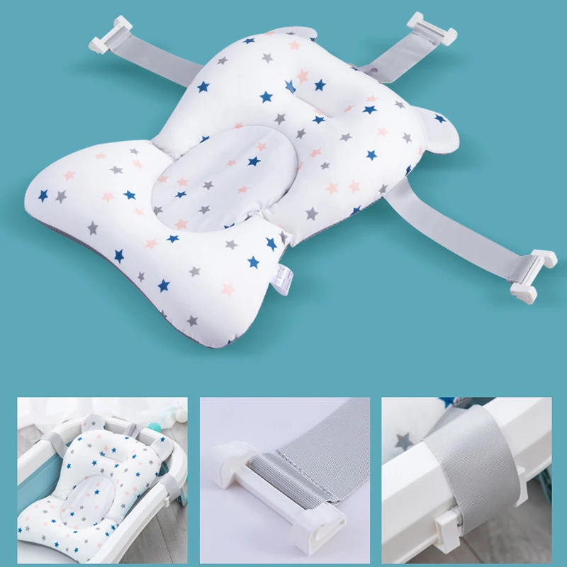 Tappetino di supporto per seggiolino da bagno per bambini Tappetino per vasca da bagno pieghevole e sedia Cuscino per vasca da bagno per neonato Cuscino per il corpo morbido e confortevole antiscivolo per neonati