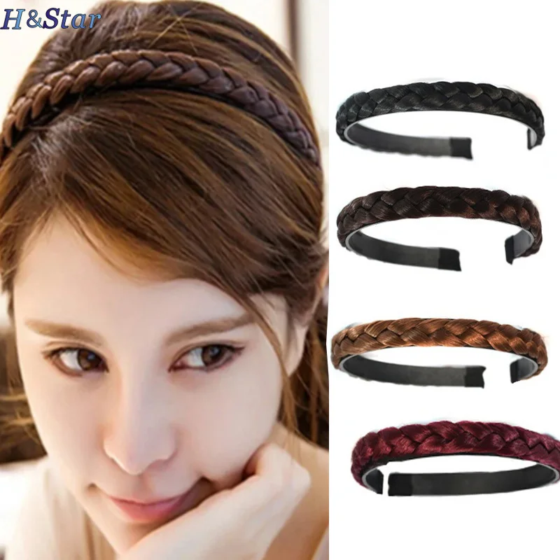 H&STAR Synthetisches geflochtenes Stirnband, Haarband, rutschfest, Fischgräten-Zopf-Stil, Haarband, Druckzubehör, Damen-Kopfbedeckung