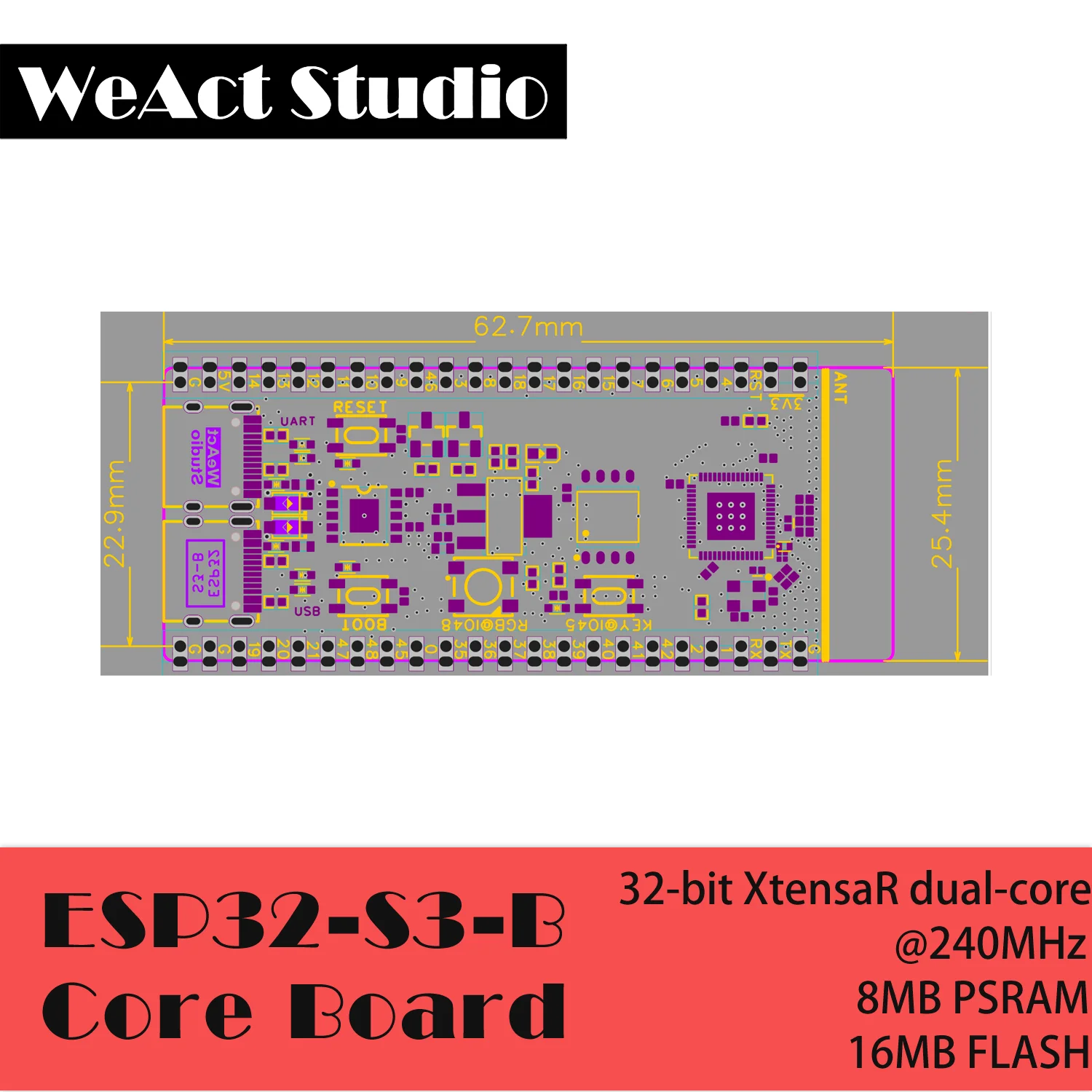 ESP32-S3-N16R8 WiFi Bluetooth-совместимая плата разработки BLE 5.0 Mesh ESP32S3 Беспроводной модуль Micropython