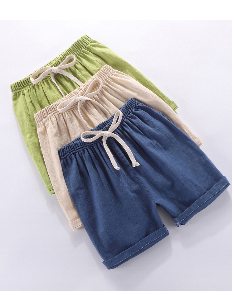 Pantalones cortos de algodón y lino para niños y niñas, Shorts holgados de Color caramelo, informales, cómodos, de 2 a 10 años