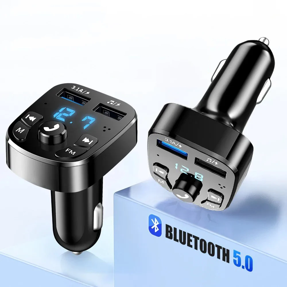 Bluetooth 5.0 mp3 carro player 3.1a portas usb duplas receptor isqueiro player usb sem fio receptor de áudio mãos-livres no carro