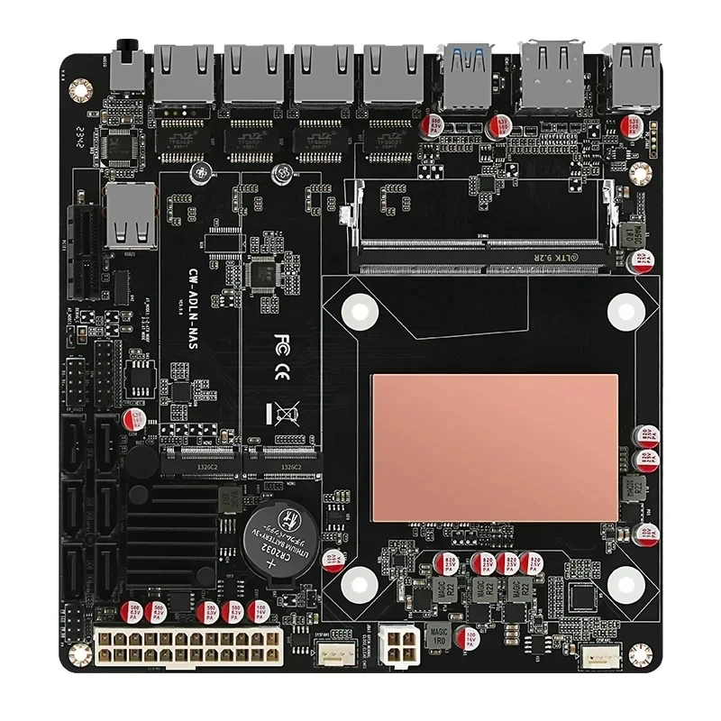 6-Bay N100 N150 i3-N305 N355 NAS Płyta główna Intel 4x i226-V 2.5G LAN 2*NVMe 6*SATA3.0 DDR5 Mini ITX Płyta główna PCIex1 Type-C