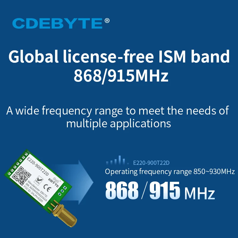 LoRa 868MHz 915MHz LLCC68 Módulo inalámbrico 22dBm de largo alcance 5km CDEBYTE E220-900T22D SMA-K UART RSSI transmisor receptor DIP