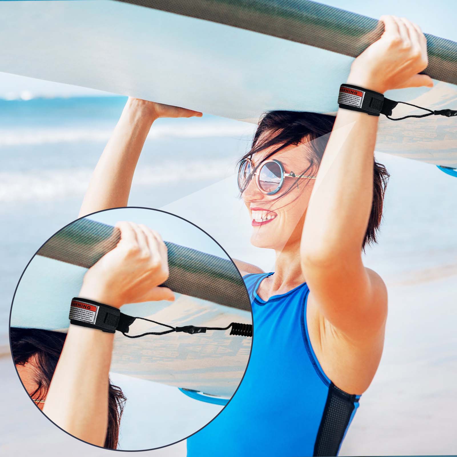 1pc trela de surf quente-gancho de corda de mão de segurança |   Trela de bodyboard enrolada para ondas pequenas e médias