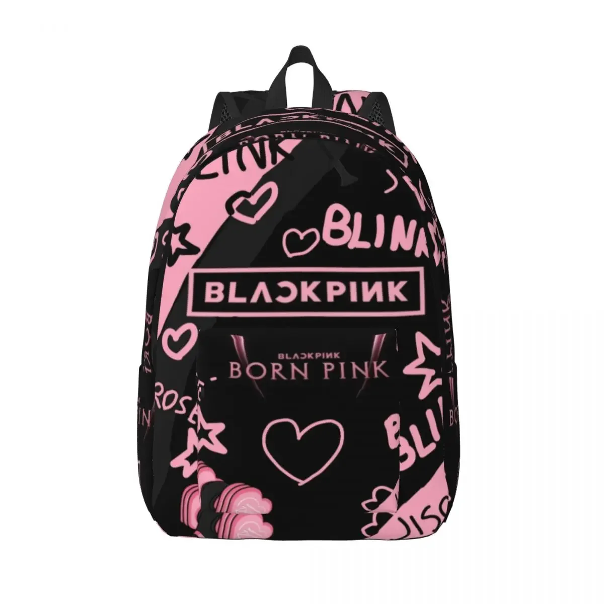 Blacked Pinked Kpop Backpack for Men Women Casual Student Work Daypack College Canvas Bags Gift
