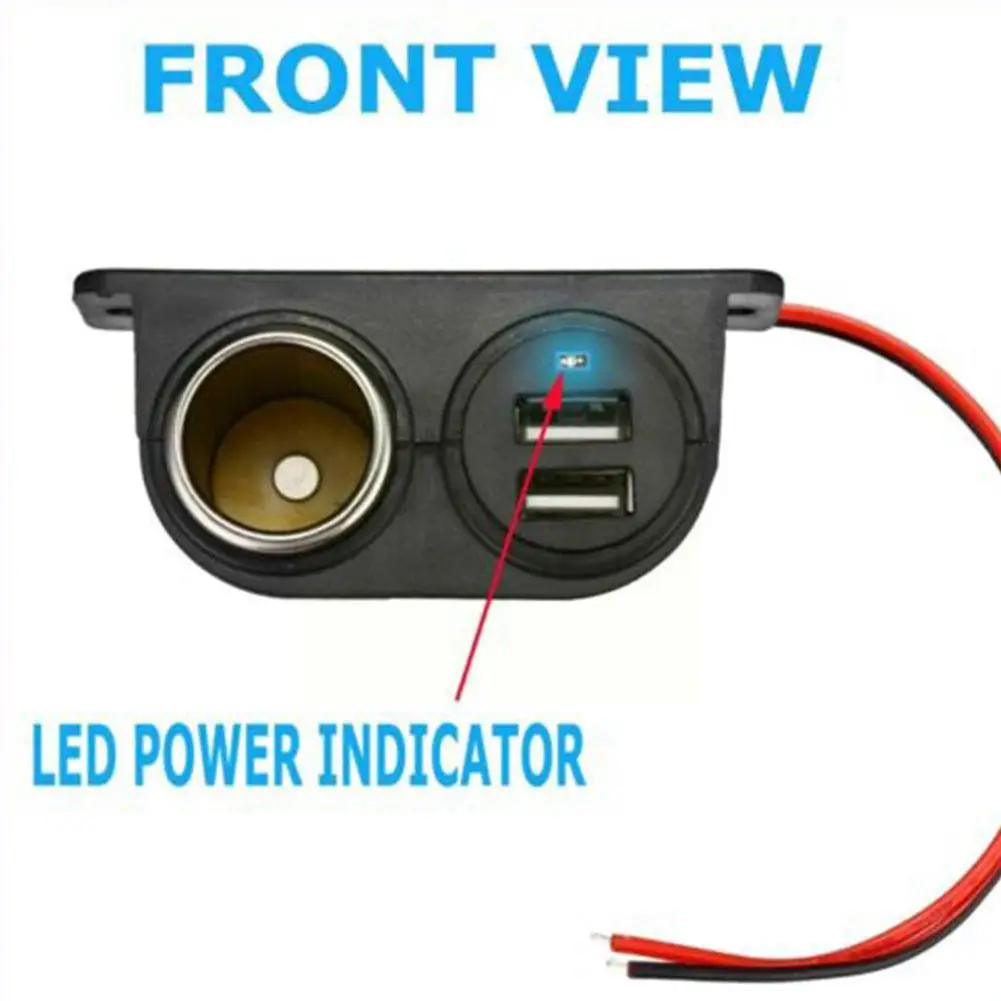 USB Ports Socket DC 5V 3.1A Dual USB Built-In Car Camper Adapter Cigarette Lighter Multi Plug Charger Port Socket Car Accessory