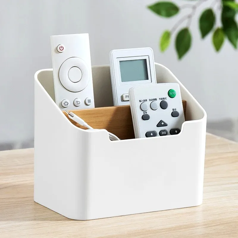 2/4 Grids Multi Functional Desktop Bamboo And Wood Compartment Storage Box With Detachable Bamboo And Wood Partitions