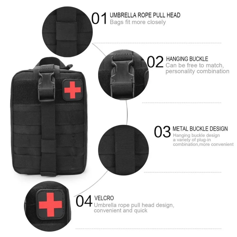 Portable Tactical First Aid Kit Medical Bag For Hiking Travel Home Emergency Treatment Case Survival Tools EDC Pouch