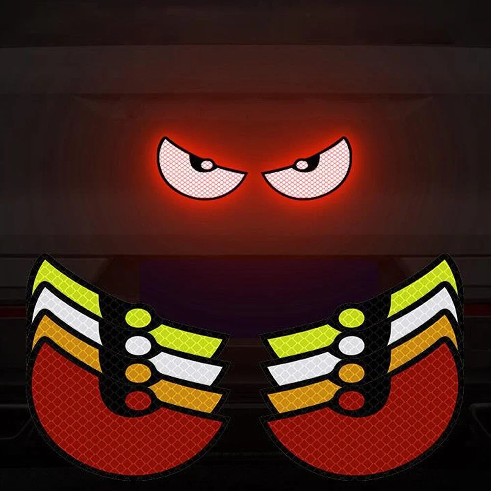 2Pcs Cat Eyes Pattern Night Driving Safety Decals for Auto Truck Motorcycle Reflector Sticker Car Reflective Safety Warning Tape