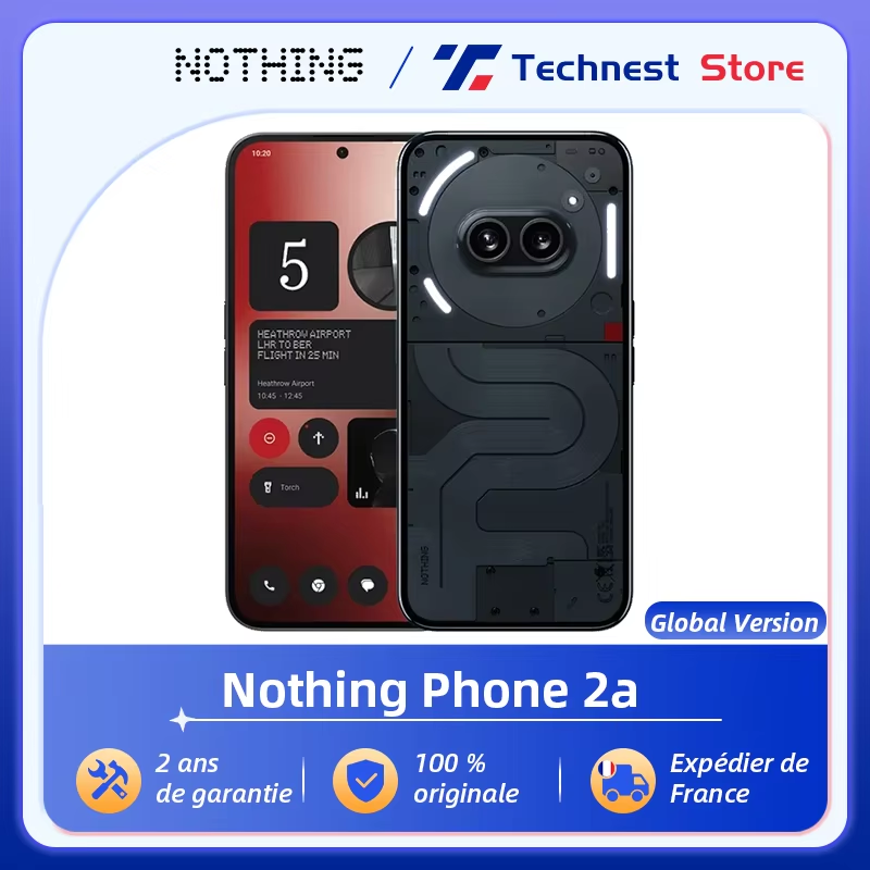 Versão global nada telefone (2a) MTK Dimensity 7200 Pro 50MP Câmera principal 6,7 ”120Hz Tela AMOLED 45W Carga 5000mAh Bateria