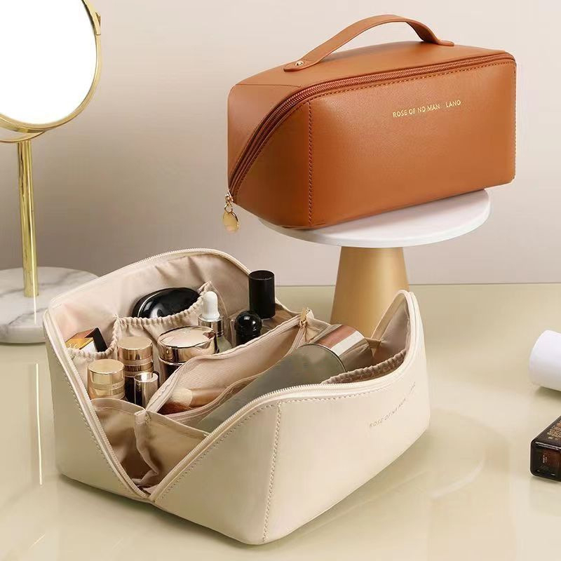 Kosmetiktasche PU-Leder Große Kapazität Reisekosmetik Aufbewahrungstaschen Frauen Tragbare Handtasche Multifunktions Wasserdichte Waschtasche