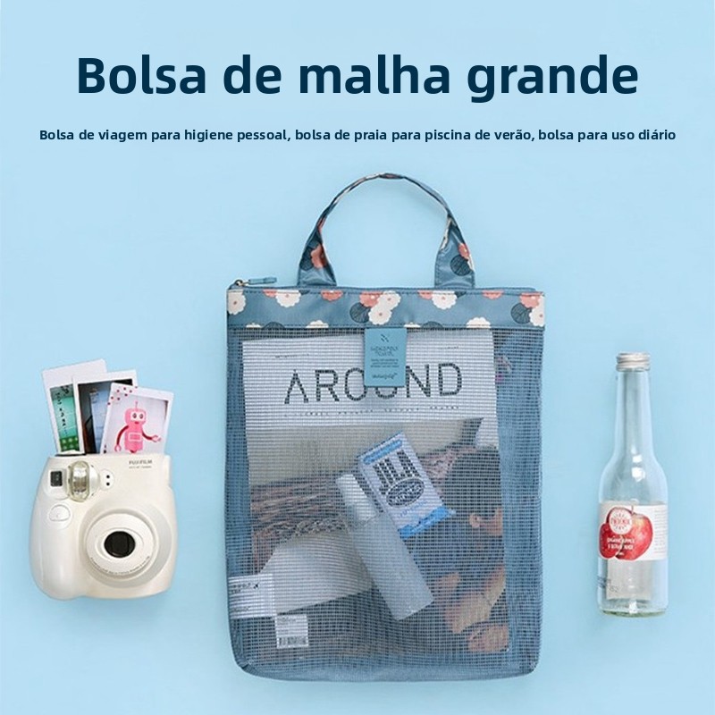Bolsa de cras casual leve de malha transparente, bolsa de cras casual para viagem, fitn, produtos de higiene poal...