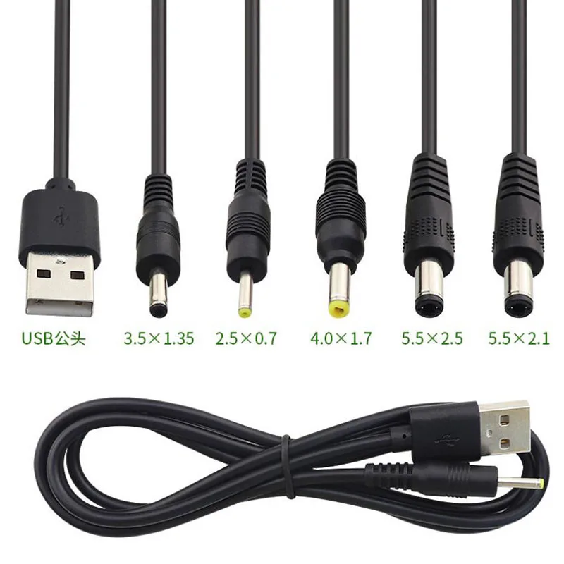 0,5 м, 2 м, 5 В, USB типа A, штекер постоянного тока 3,5 1,35 4,0 1,7 5,5 2,1 5,5 2,5 мм, штекер, удлинитель, шнур питания, разъем кабеля Jack