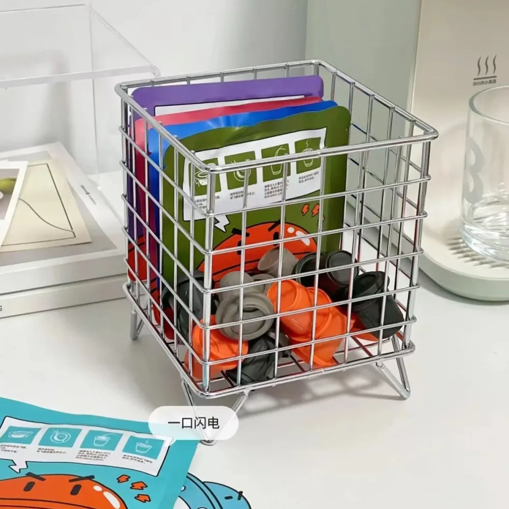 Creative Iron Storage Rack Desktop Book Pen Storage Box Large-Capacity Storage Basket Student Dormitory Sundries Storage Box