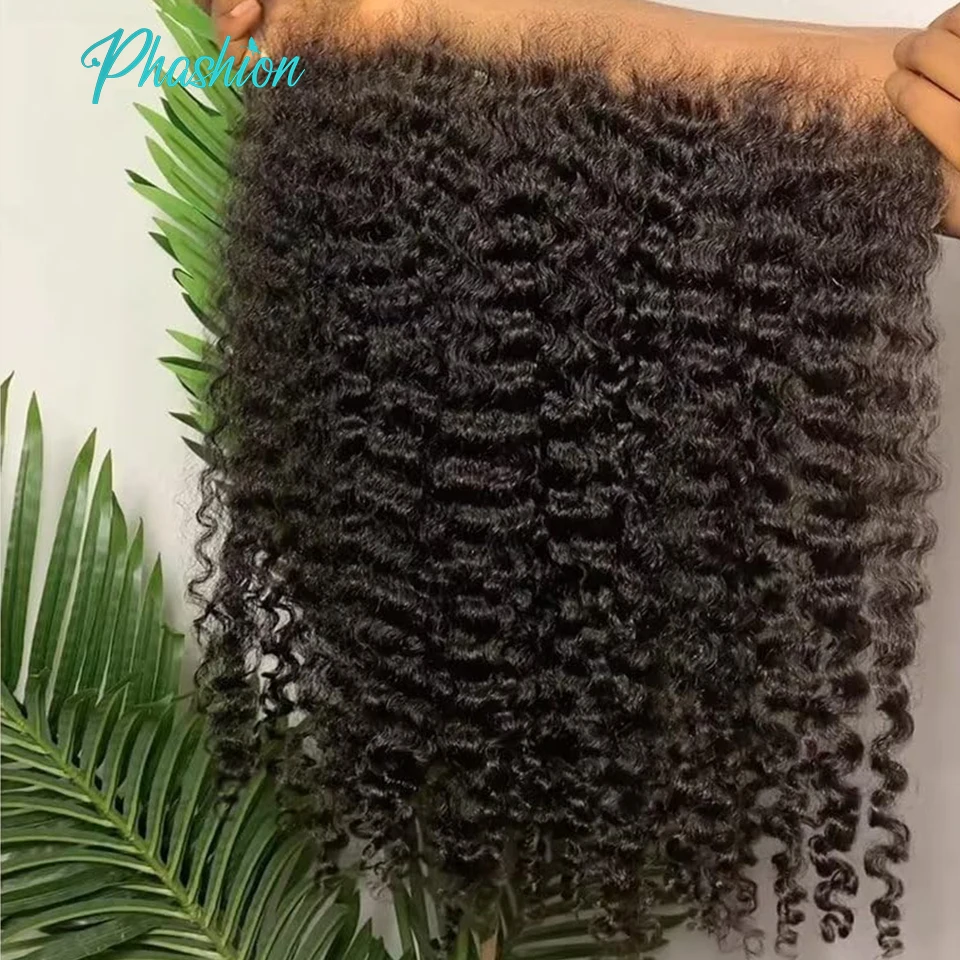 Phashion real hd completo longo 13x6 renda frontal apenas kinky curl em linha reta solta onda de água profunda pré arrancado fechamento suíço cabelo humano