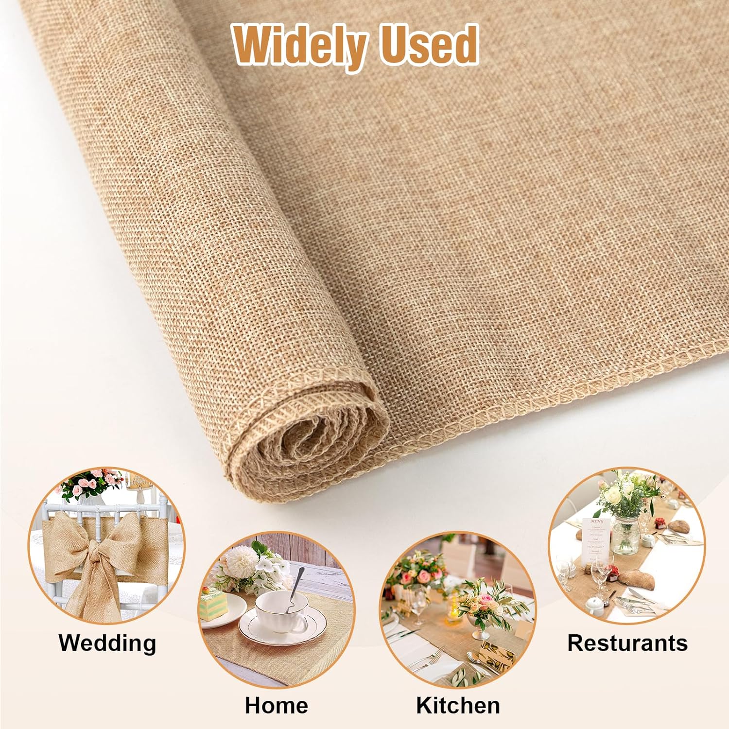 30cm Width Jute Linen Vintage Natural Table Runner  Burlap Rustic Khaki Party Country Wedding Decoration Chair Decor