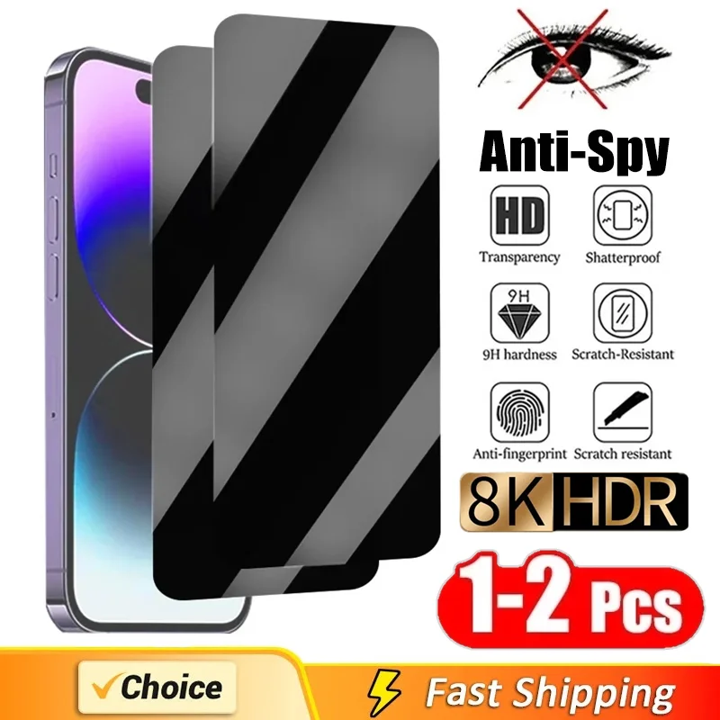 1-2 шт. противошпионское стекло для iPhone 15 14 13 12 11 Pro Max Mini 7 8 Plus Защитная пленка для экрана для iPhone XR XS MAX X SE 2022