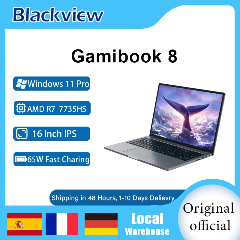 Tyłek obudowy Gamibook8 AMD Ryzen ™   Procesor 7 7735HS, ekran 16 cali, 16 GB pamięci RAM DDR5, 512 GB, bateria Mega Battery 57 Wh z szybkim ładowaniem 65 W