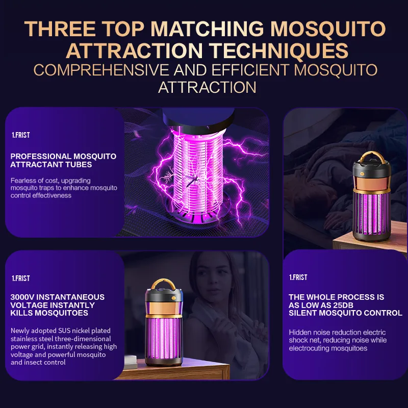 Xiaomi Mosquito Killer Lamp Electric Insect Trap Portable Rechargeable Flying Bug Zapper  Indoor Light Mute Insect Repellent