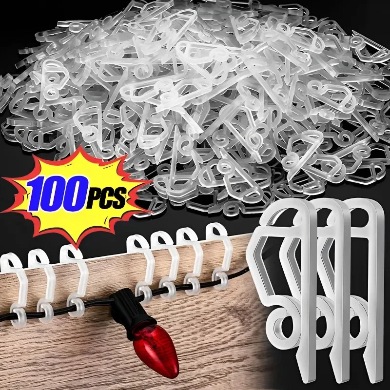 Ganchos para canalones, soporte de luz Led, Clips para luces navideñas, ganchos de Clip en forma de S resistentes a la intemperie para exteriores, árbol de Navidad para el hogar, 20/100 Uds.