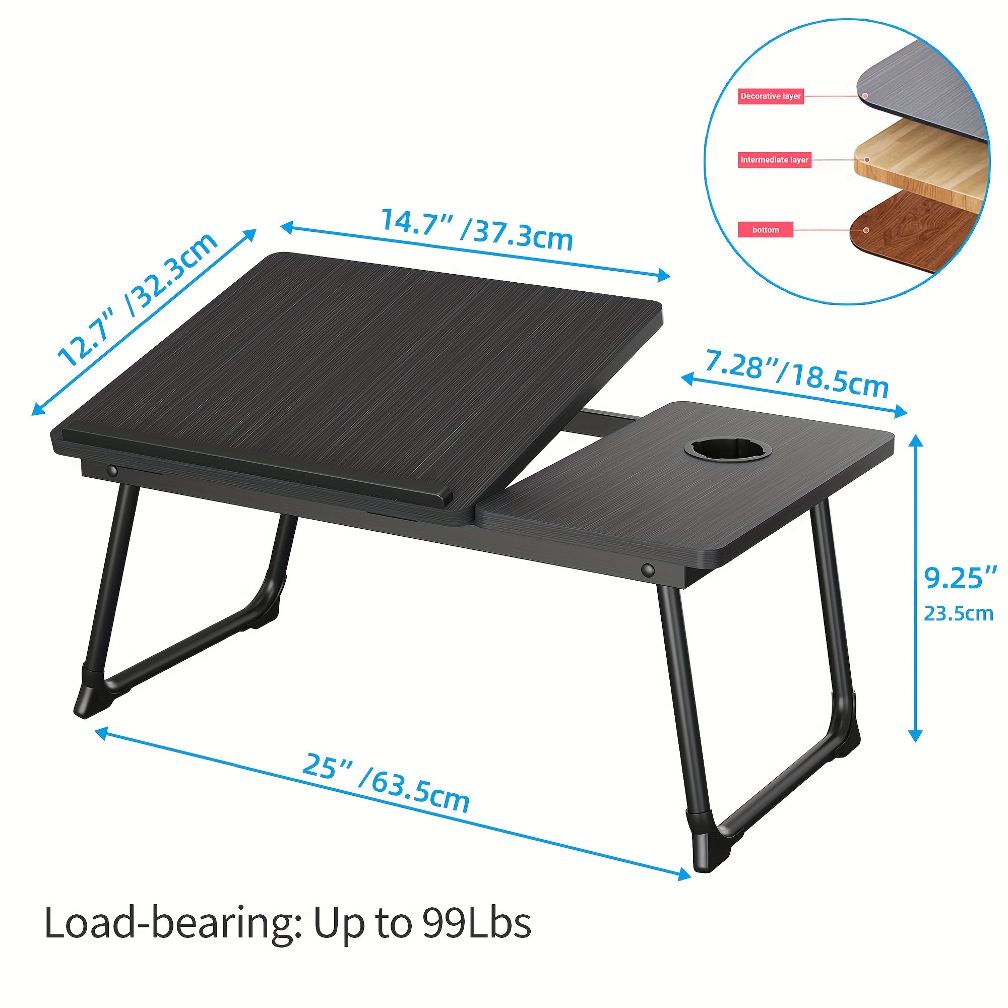 Tray table, notebook computer and writing table, dining table and notebook computer bed support