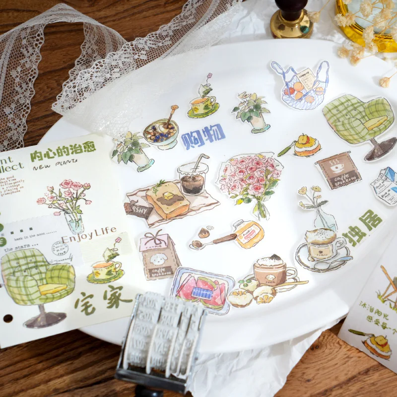 4 สไตล์ 1 ม้วน/แพ็คพิเศษเทปน้ํามันSlow Life Diary Seriesคู่มือตกแต่งVINTAGEยุโรปDIY Bottoming Collage