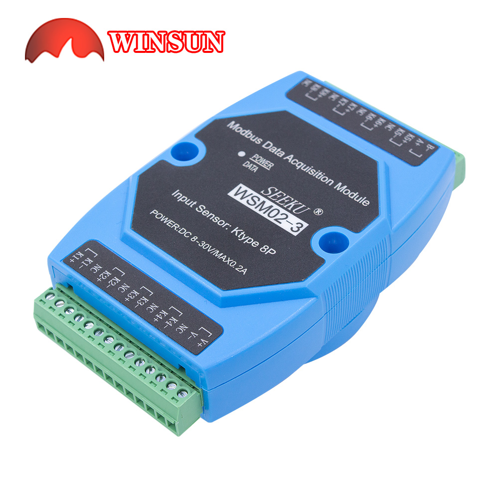 Модуль сбора температуры modbus, 4/8 каналов, Стандартный, 2 -3, вход термопары Modbus rtu K/PT100