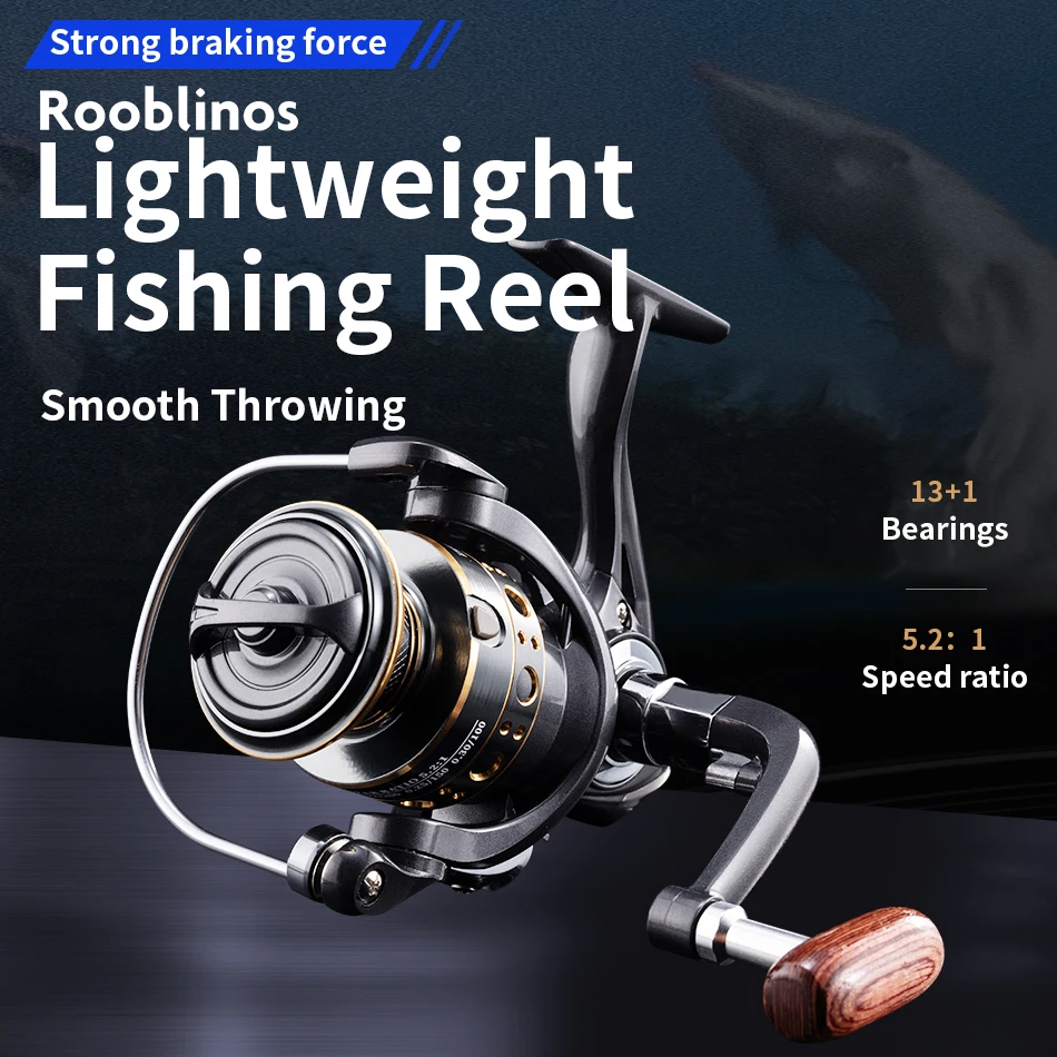 Roobbinos รอกม้วนตกปลาปั่นสำหรับตกปลาน้ำเค็มเนื้อโลหะน้ำจืดหมุนซ้าย/ขวาสลับกันได้
