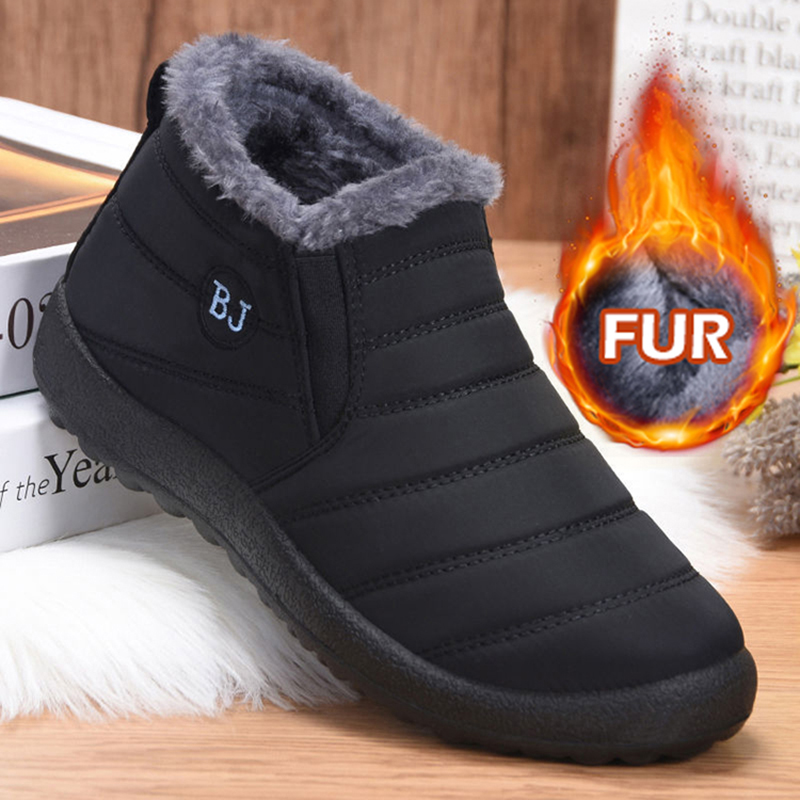 Botas de nieve para Mujer, zapatos suaves, Botas gruesas de talla grande, botines de piel para Mujer, nuevos zapatos para parejas, Botas de invierno con plataforma para Mujer