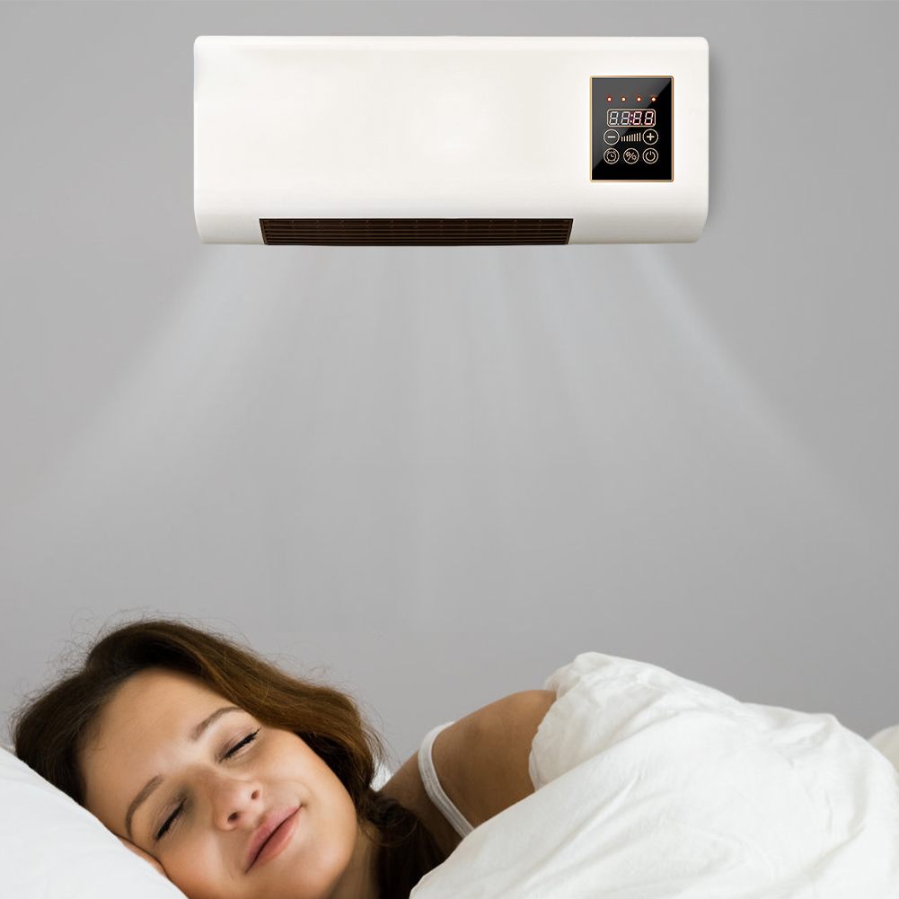 Aquecedor elétrico de parede do condicionador de ar, 2 em 1, ar condicionado com função temporização, controle touch screen, 1800W
