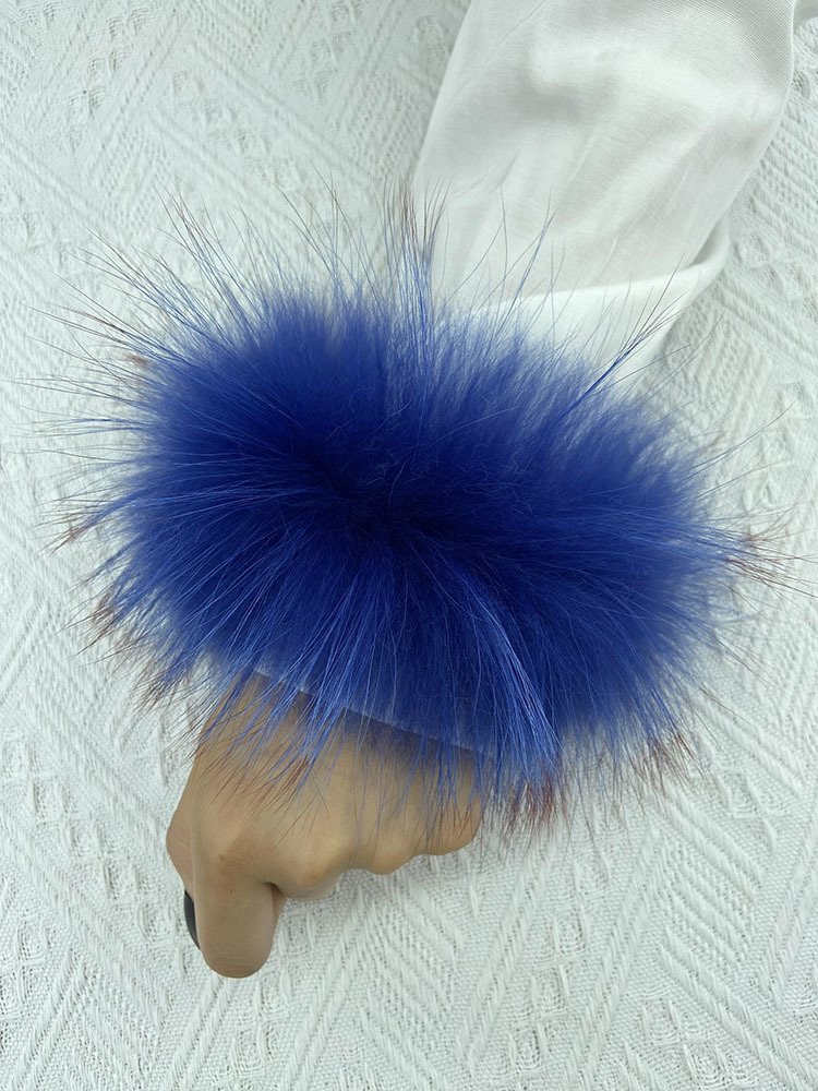 Puño de piel de mapache Real para mujer, accesorios para el cabello, pulsera envolvente de piel de mapache Natural de lujo, accesorios para el verano
