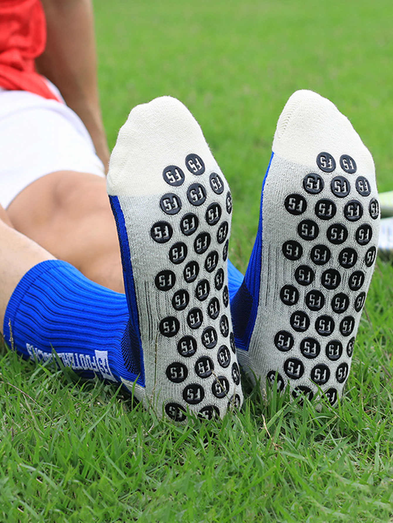 4 pairs of new FS and TC mid tube glued football socks for sports training and competition, non slip and breathable socks