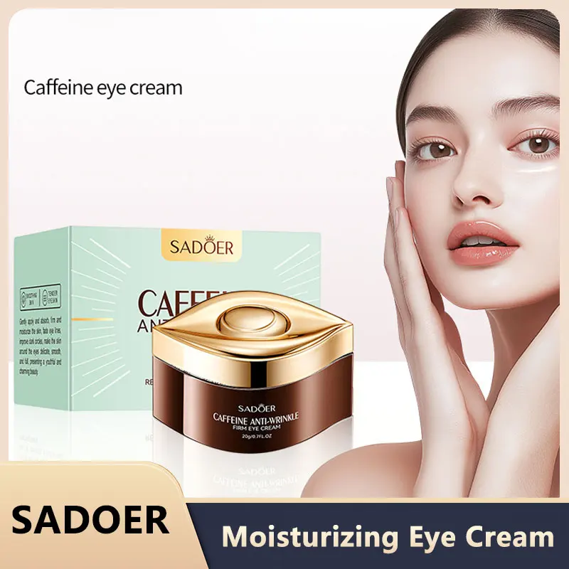 SADOER Creme para os olhos com cafeína – Tratamento anti-rugas para olheiras, reduz bolsas e hidratante reafirmante para renovação sob os olhos