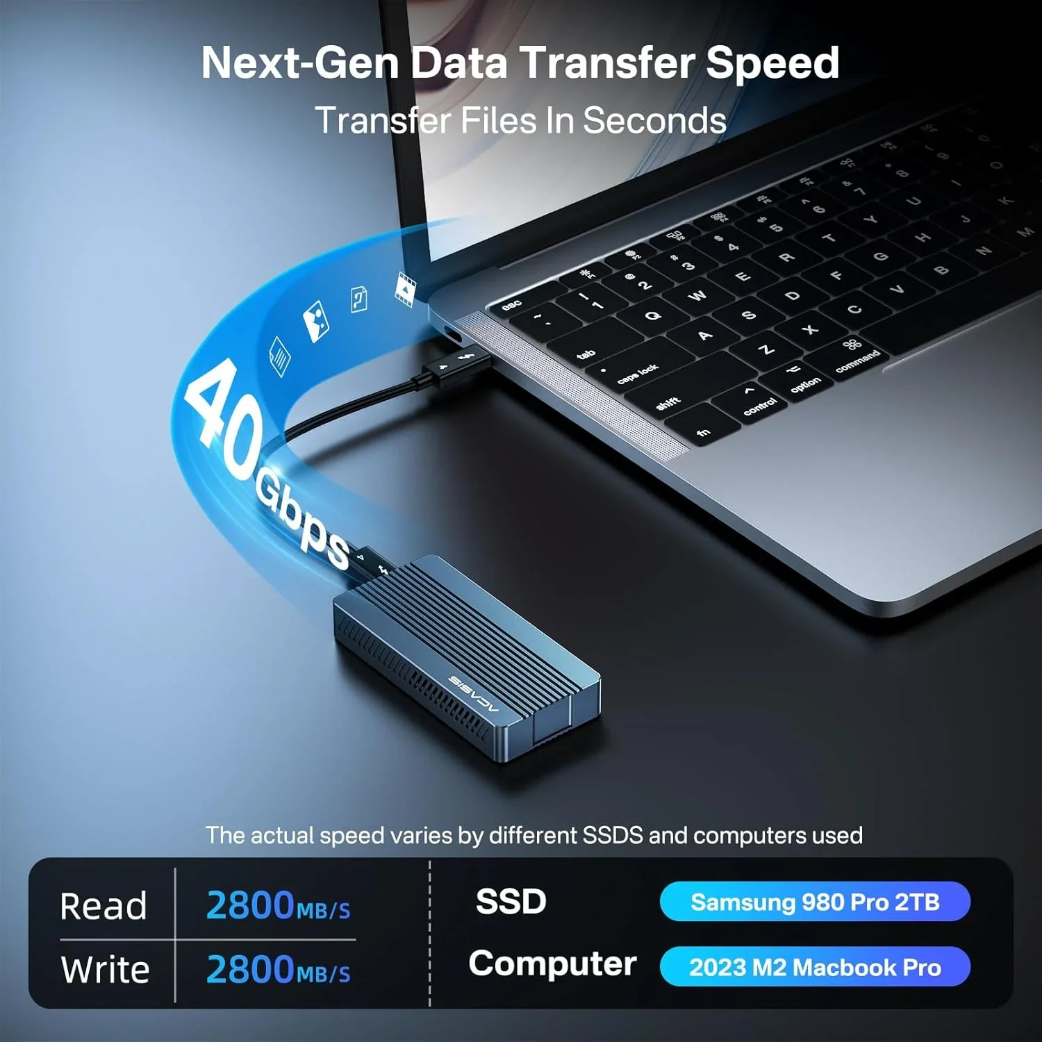 Acasis 40Gbps USB 4,0 SSD carcasa Thunderbolt USB-C SSD Compatible con USB 3,2/3,1/3,0 para Macbook iPad iPhone