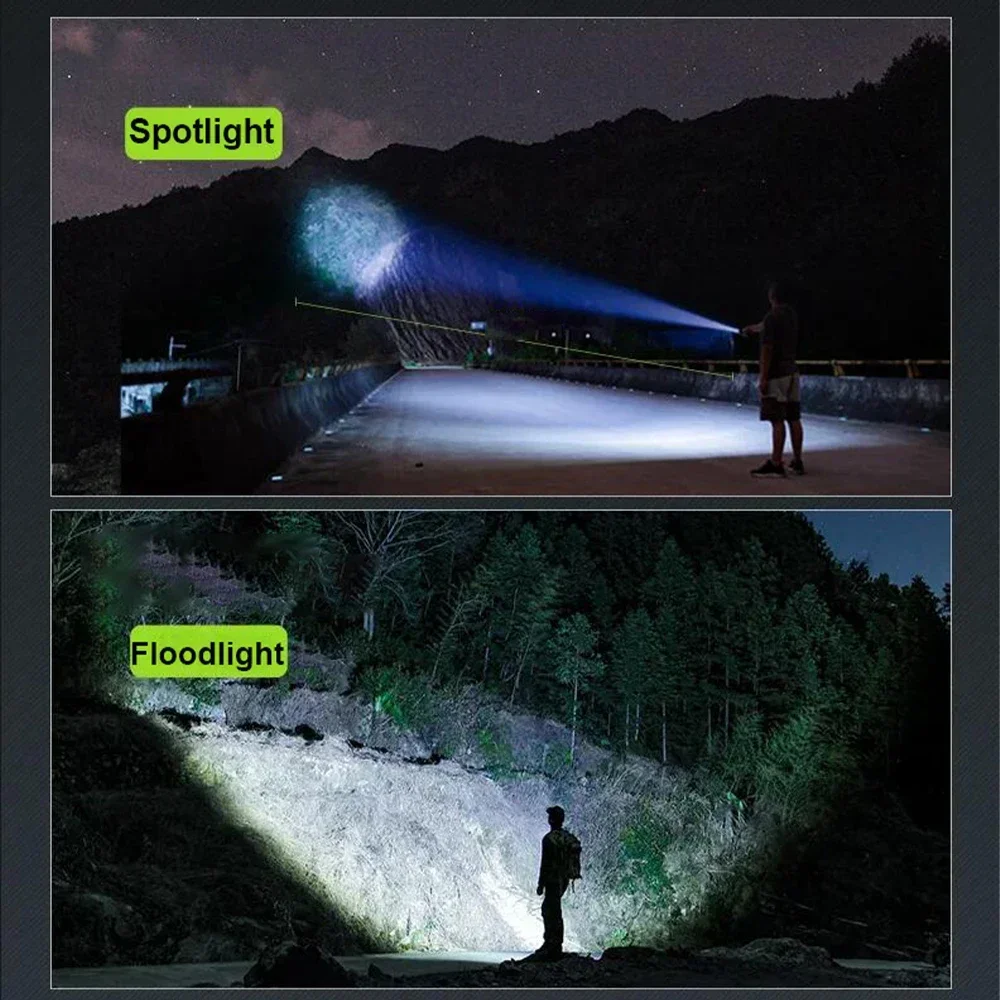 Linterna de alta potencia tipo C linterna Led recargable potente linterna para Camping senderismo luz de Flash