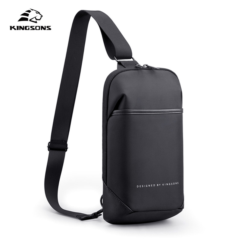 Kingsons masculino crossbody saco kingsons preto moda masculina à prova dwaterproof água bolsa de ombro único menino casual saco peito